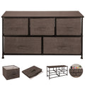 VEVOR Dresser Storage Tower with 5 Fabric Drawer Steel Frame Storage Cabinet Bin Storage Organizer Unit Fabric Cube Dresser Chest Cabinet Coffee Wide (Coffee/Wide)