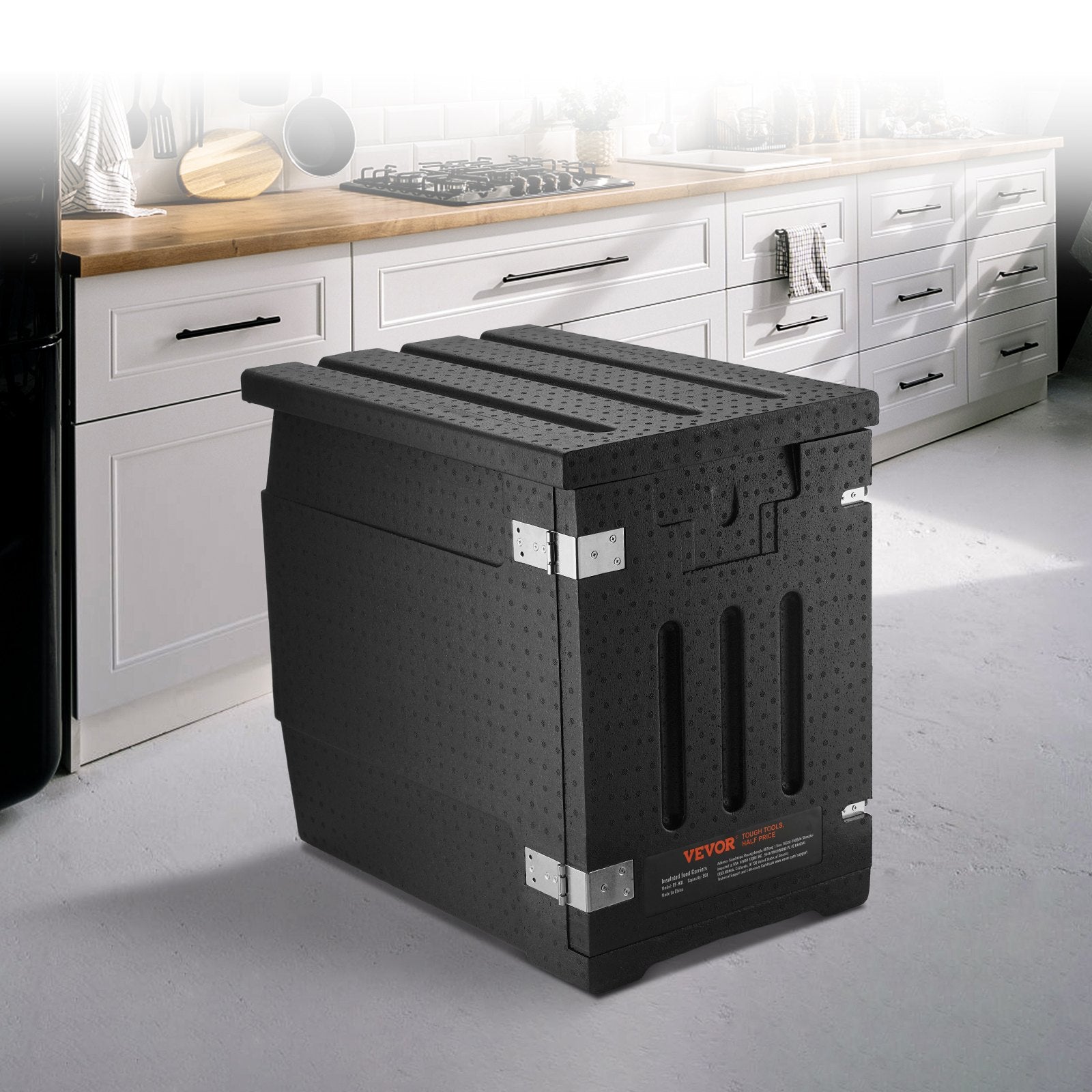 VEVOR Insulated Food Pan Carrier, 90L Hot Box for Catering, LLDPE Food Box Carrier with Double Buckles, Front Loading Food Warmer for Restaurant, Canteen, etc.
