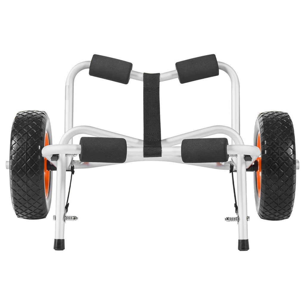 VEVOR Kayak Cart, 113.4 kg Load Capacity, Foldable Kayak Trolley with 25.4 cm Solid Rubber Tires & 1 Ratchet Strap, Paddle Board Trolley for Carrying Kayaks, Canoes, Paddleboards, Float Mats,Jon Boats