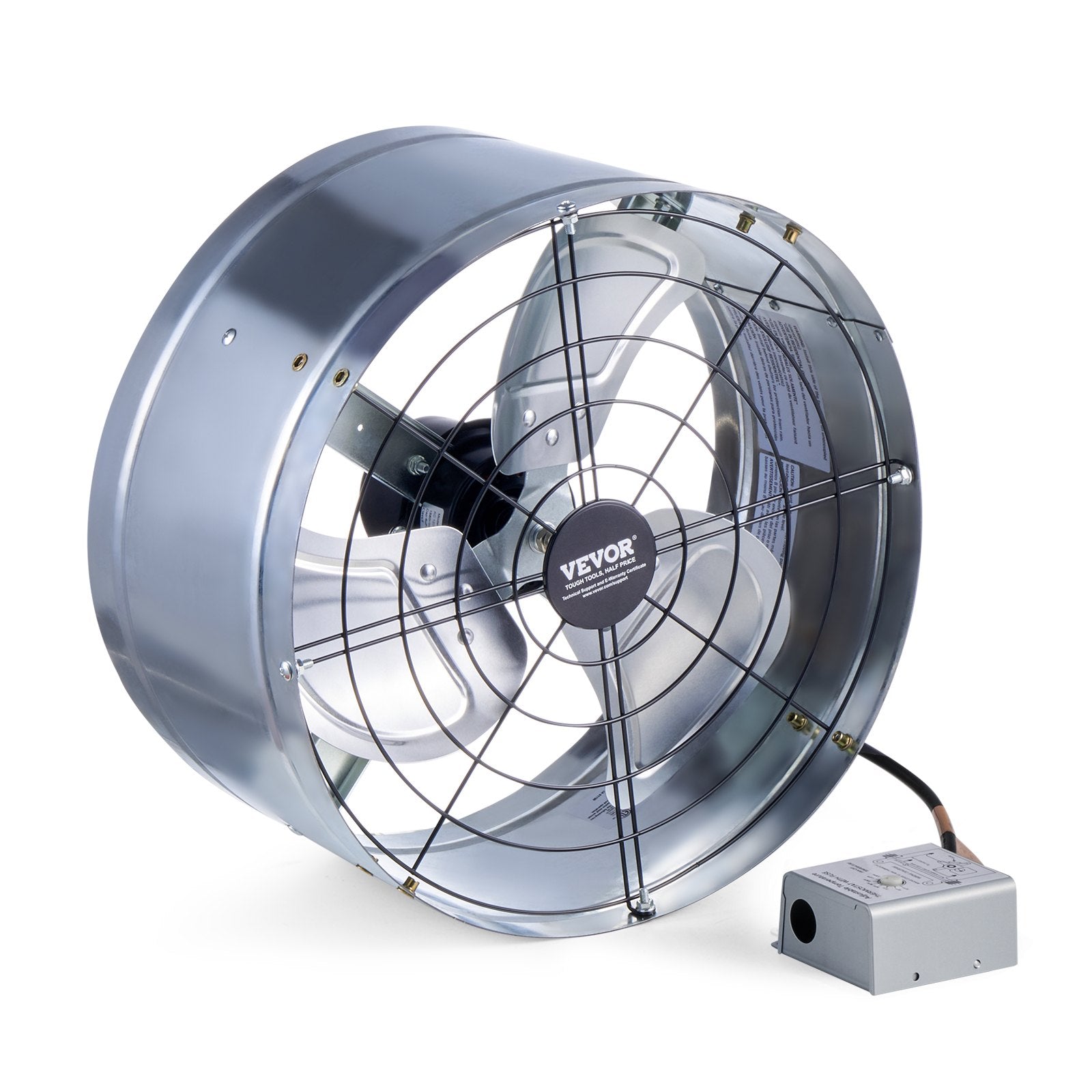 VEVOR 380 mm Gable Mount Fan 1300 CFM Attic Vent Fan with Adjustable Thermostat