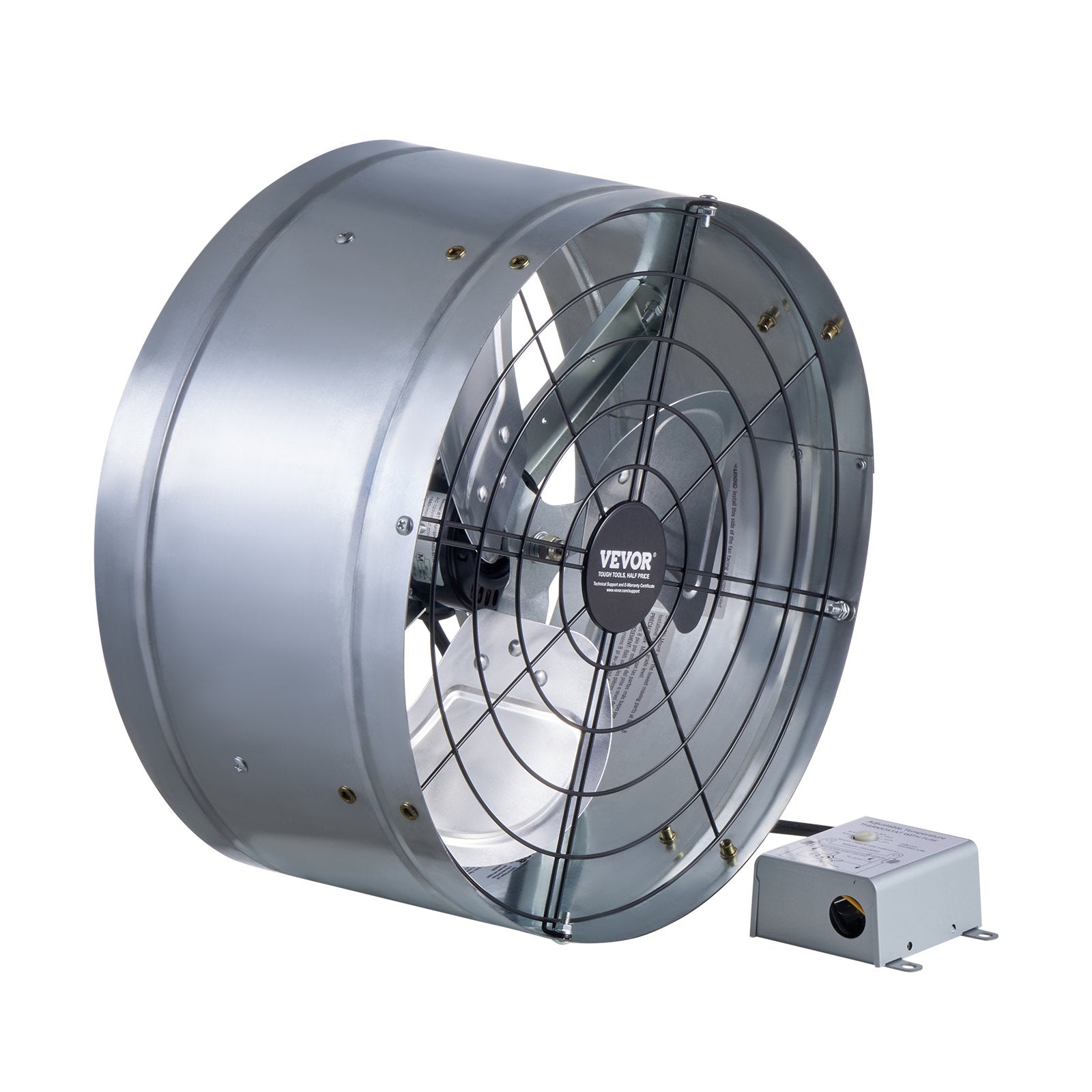 VEVOR 380 mm Gable Mount Fan 1300 CFM Attic Vent Fan with Adjustable Thermostat