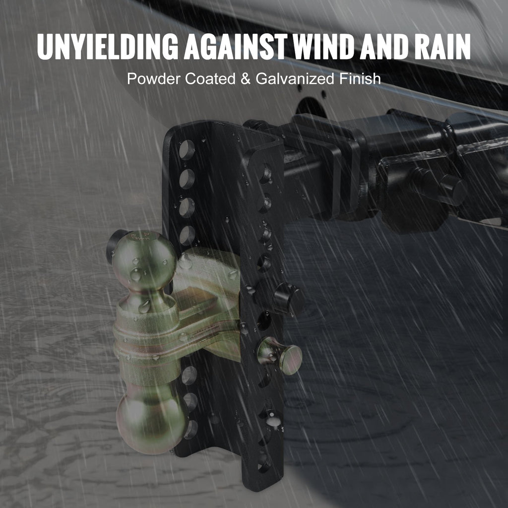 VEVOR Adjustable Trailer Hitch, 203.2 mm Drop & 165.1 mm Rise Hitch Ball Mount with 50.8 mm Receiver, Solid Tube, 6350 kg GTW, 50.8 m and 58.7 mm 45# Steel Tow Balls with Key Lock for Truck Towing