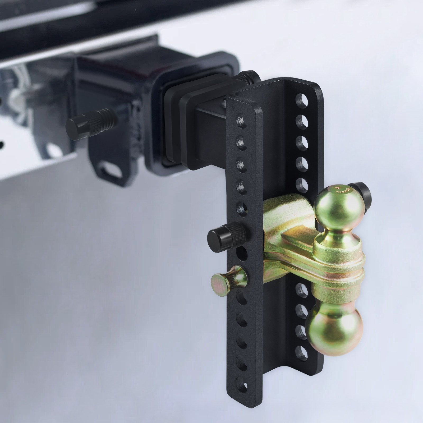 VEVOR Adjustable Trailer Hitch, 25 cm Drop & 21.59 cm Rise Hitch Ball Mount with 6.35 cm Receiver Solid Tube, 6577 kgs GTW, 5.08 cm & 5.08-0.79 cm 45# Steel Tow Balls with Key Lock for Truck Towing
