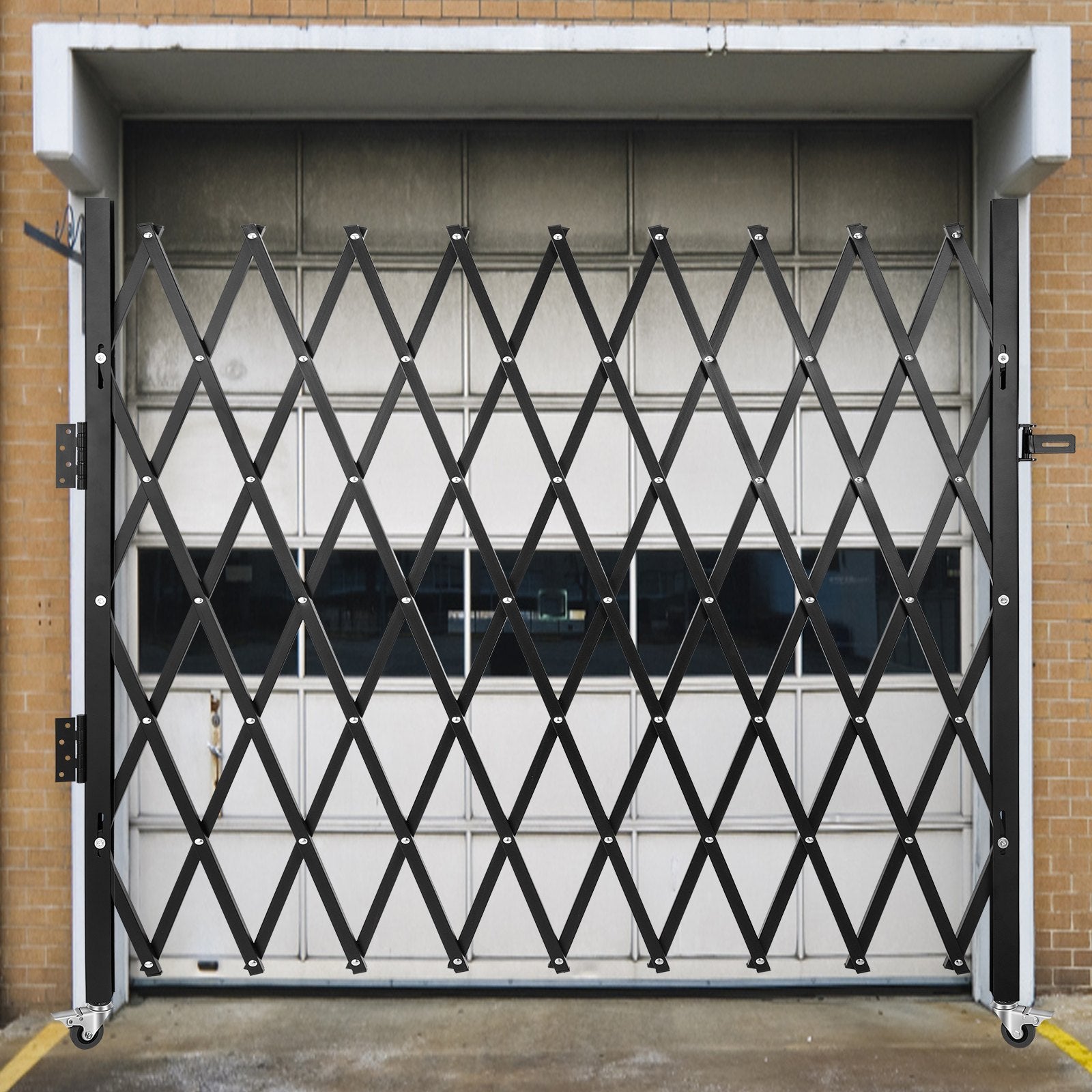 VEVOR Single Folding Security Gate, 85" H x 95" W Folding Door Gate, Steel Accordion Security Gate, Flexible Expanding Security Gate, Rolling Barricade Gate, Scissor Gate/Door with Padlock