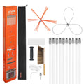 VEVOR Chimney Sweep Kit, 10m Maximum Extendable Length Chimney Brush, Chimney Cleaner Sweeper with Dual Brush Heads, Brush & Goggles, Fireplace Cleaning Tool for Square, Rectangle, Arch Chimneys