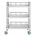 VEVOR Lab Rolling Cart, 3-Shelf Stainless Steel Rolling Cart, Lab Serving Cart with Swivel Casters, Dental Utility Cart for Clinic, Lab,  Hospital, Salon, 26.38"x15.55"x34.13"