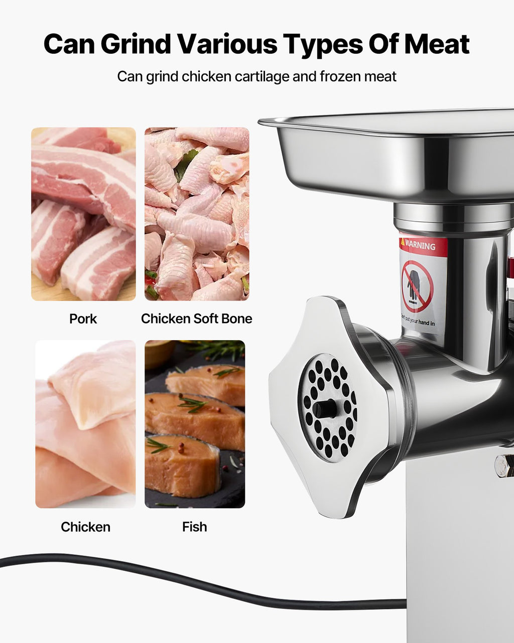 VEVOR Commercial Electric Meat Grinder 5.5 Lbs/Min Sausage Stuffer Maker Kitchen