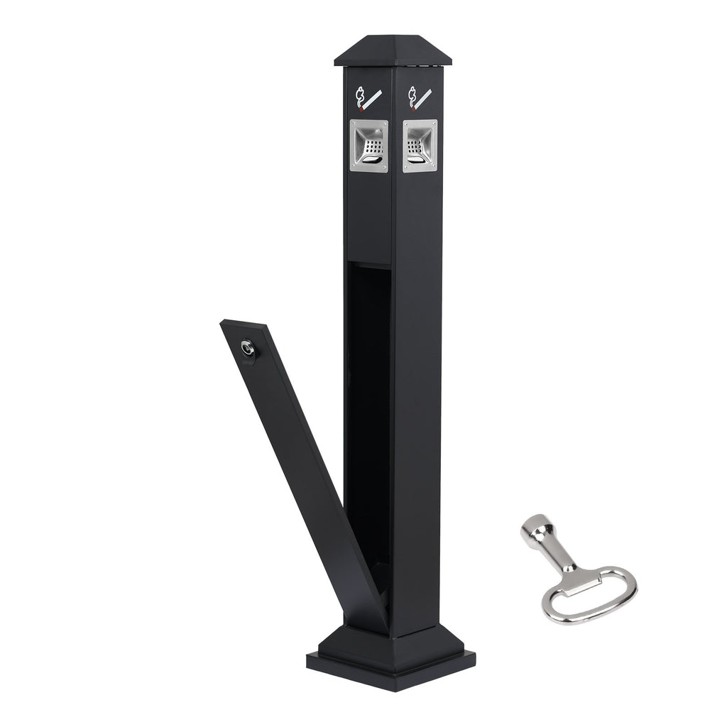VEVOR Cigarette Butt Receptacle, Weatherproof Cigarette Butt Container with 4 Disposal Openings  & Top Cover, Freestanding Outdoor Cigarette Butt Disposal for Garden, Office, Restaurant, Hotel, Black