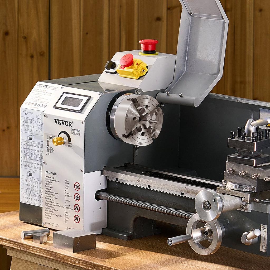 VEVOR 4-Jaw Lathe Chuck, 10 in (250 mm), Lathe Chuck, 0.6-9.84 in (15-250 mm) Clamping Range with T-key Fixing Screws Reversible Jaws, HT300 Cast Iron Material, Internal External for Wood Metal Lathe