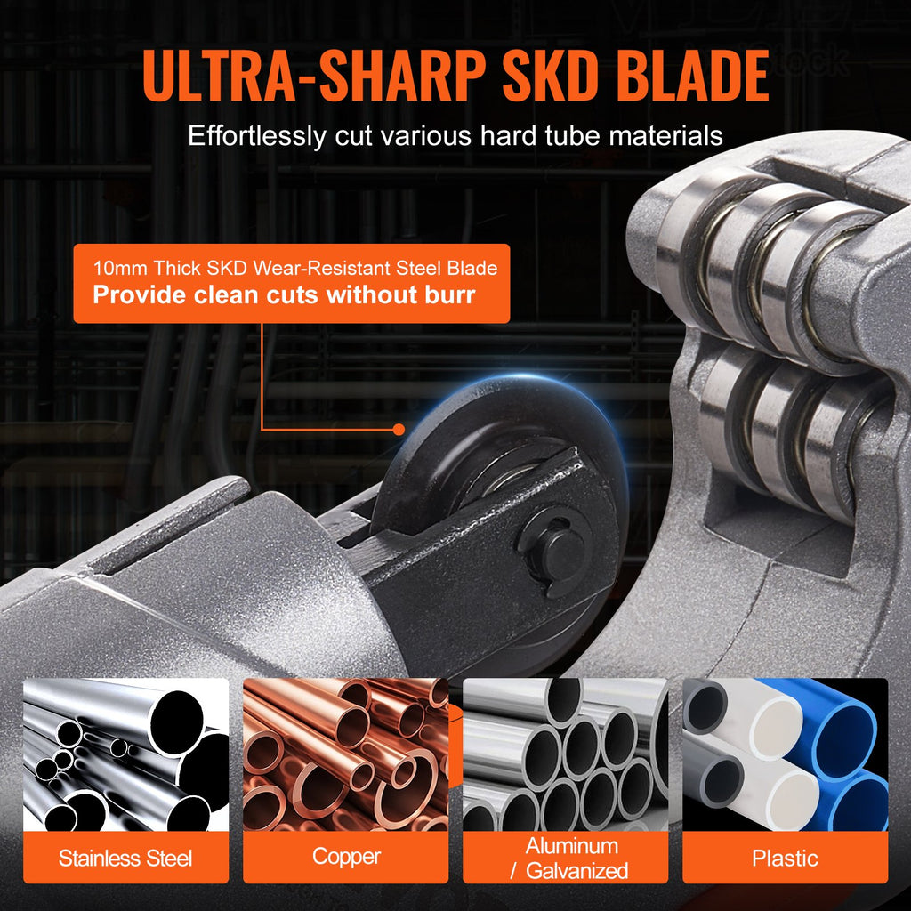 VEVOR 3PCS Tubing Cutter Set, 3/16"-2" O.D. Copper Pipe Cutter, 1/8"-7/8" O.D. Mini Tube Cutter and Deburring Tool, Heavy Duty Pipe Cutter Set for Copper, Aluminum, Stainless Steel, Plastic Pipes