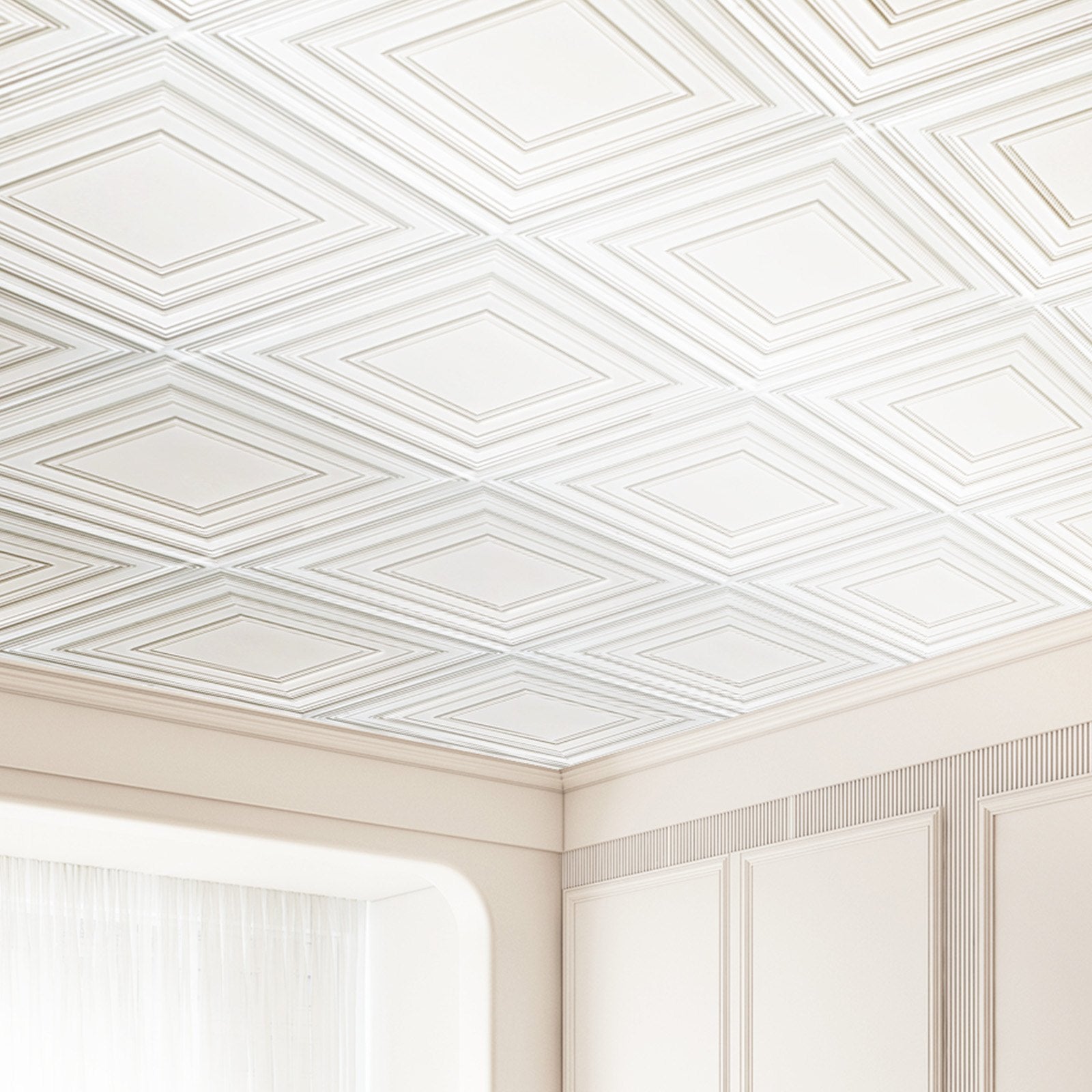 VEVOR Ceiling Tiles 12-Pack 24 x 24 in PVC Easy Installation White Peg Pattern