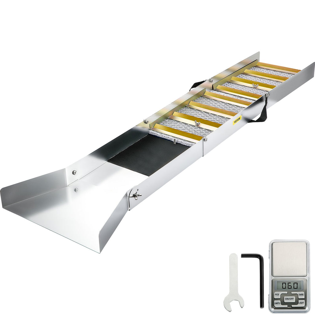 VEVOR Folding Aluminum Alloy Sluice Box, Compact 50" Sluice Boxes for Gold, Lightweight Gold Sluice Equipment, Portable Sluice Boxes with Miner's Moss, River, Creek, Gold Panning, Prospecting, Dredg