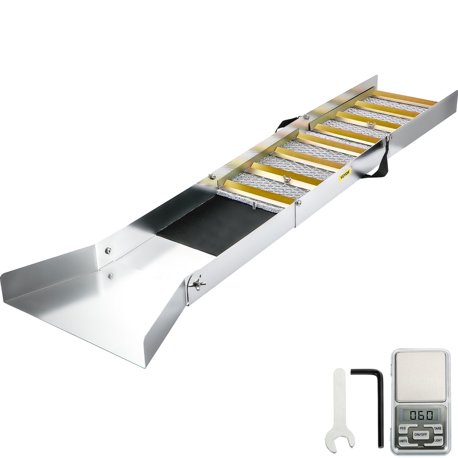 VEVOR Folding Aluminum Alloy Sluice Box, Compact 50" Sluice Boxes for Gold, Lightweight Gold Sluice Equipment, Portable Sluice Boxes with Miner's Moss, River, Creek, Gold Panning, Prospecting, Dredg