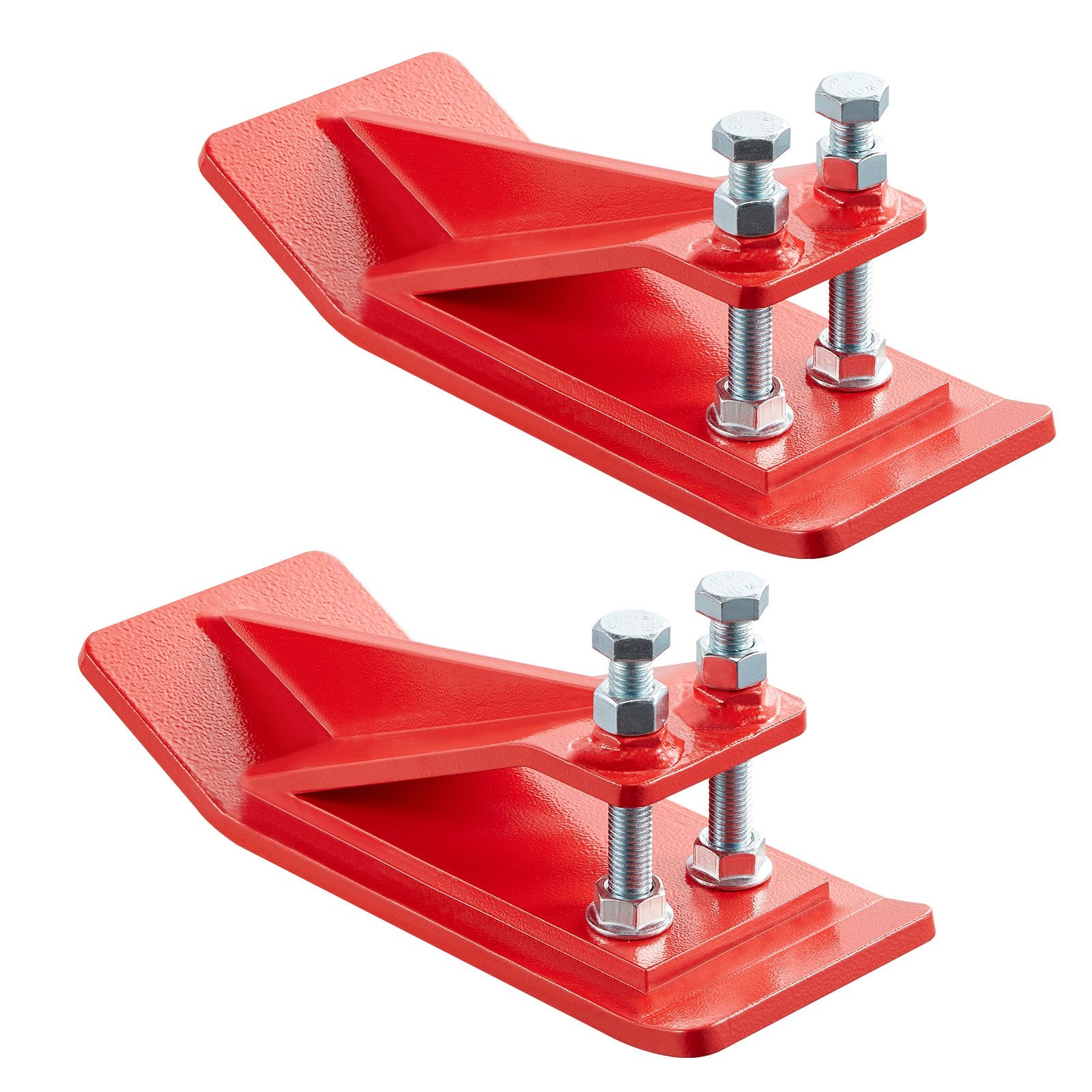 VEVOR Tractor Bucket Protector, 2PCS Heavy Duty Steel Bucket Edge Protectors, Edge Tamer Anti-Skid Device with Double Hexagon Lock Nuts and Bolts, for Snow, Leave Removal & Spreading Gravel (Red)