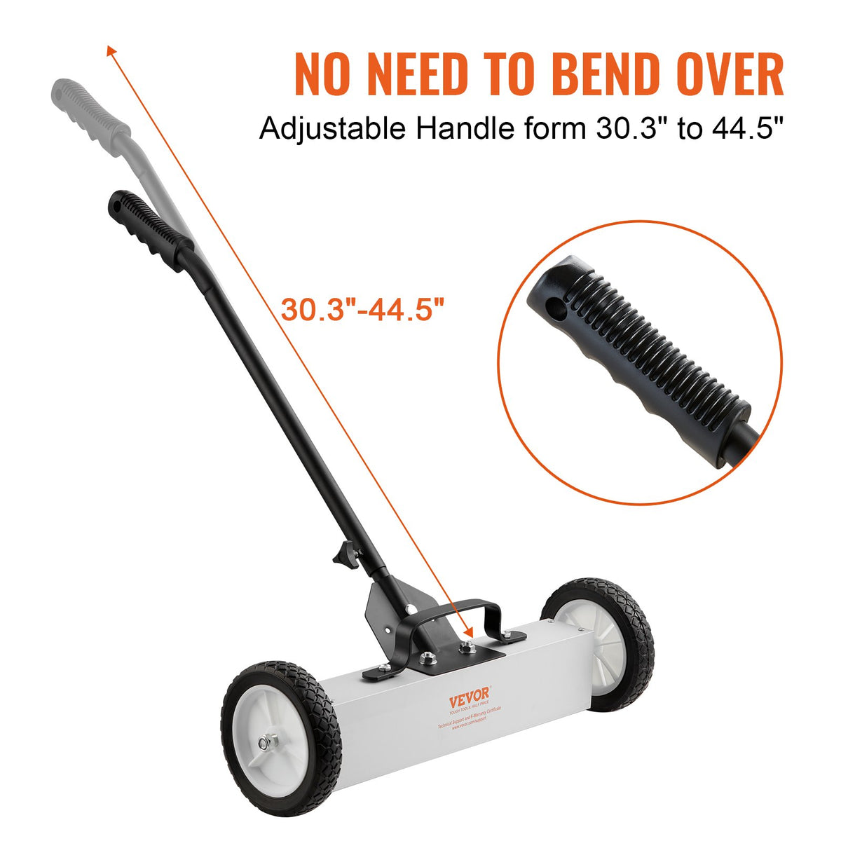 VEVOR Rolling Magnetic Sweeper with Wheels, Push-Type Magnetic Pick Up Sweeper, Large Magnet Pickup Lawn Sweeper, 20.4kg Magnet with Telescoping Handle, Easy Cleanup of Workshop Garage Yard