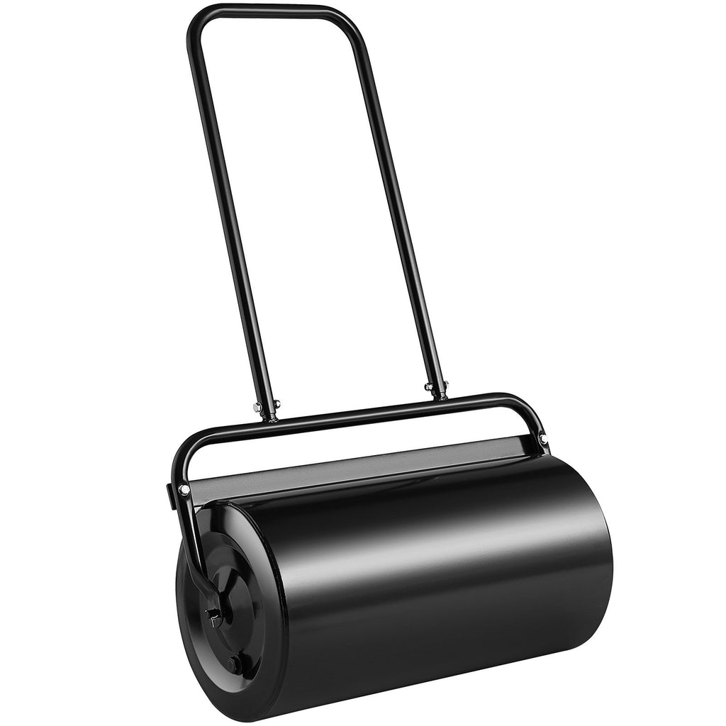 VEVOR Lawn Roller, 13 Gallon 24Inch Sand/Water Filled Yard Roller, Steel Sod Roller with Easy-turn Plug and U-Shaped Ergonomic Handle for Convenient Push and Pull, for Lawn, Garden, Farm, Park, Black