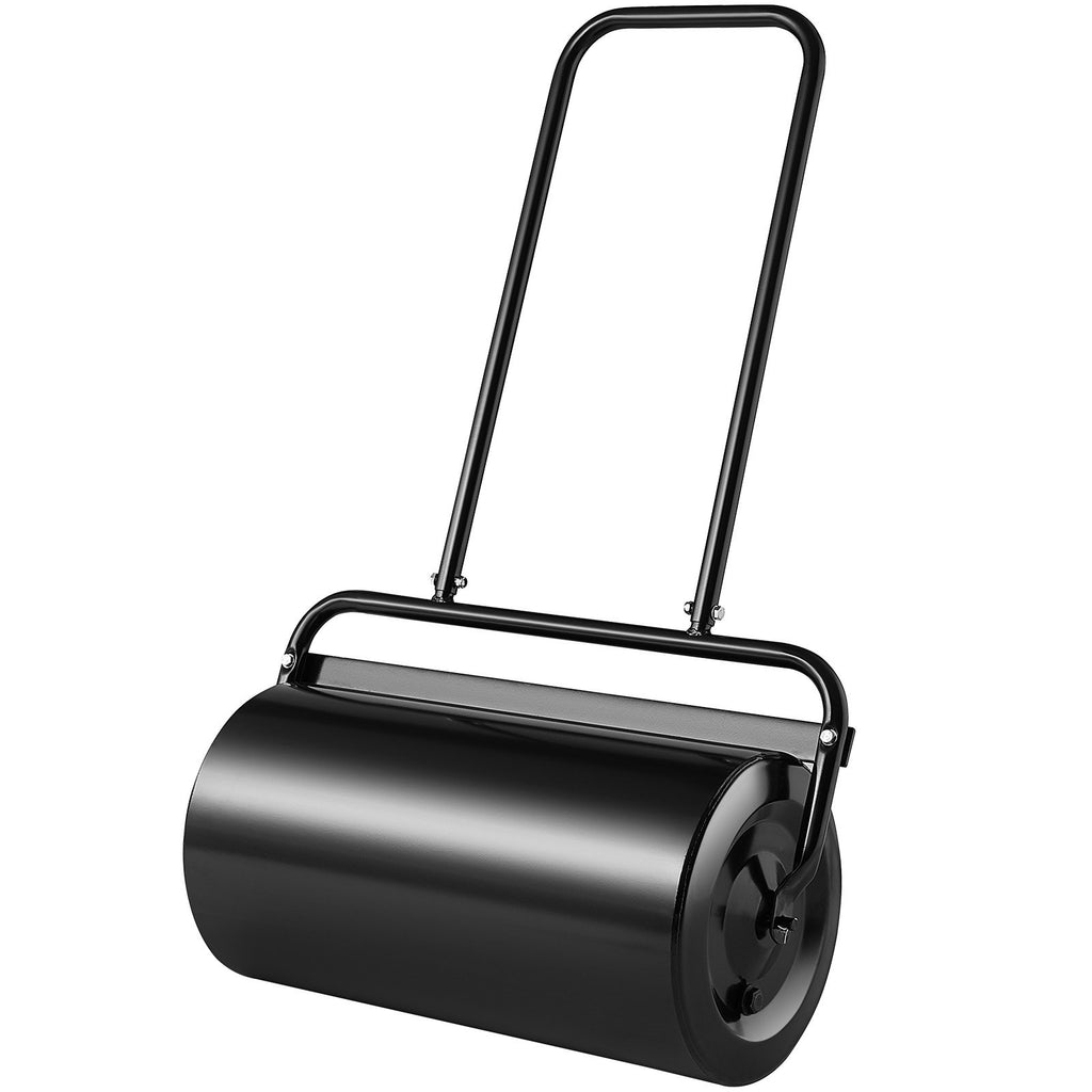 VEVOR Lawn Roller, 13 Gallon 24Inch Sand/Water Filled Yard Roller, Steel Sod Roller with Easy-turn Plug and U-Shaped Ergonomic Handle for Convenient Push and Pull, for Lawn, Garden, Farm, Park, Black