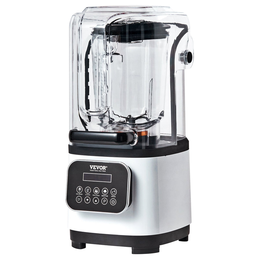 VEVOR Professional Blender with Shield, Commercial Countertop Blenders, 2L Jar Blender Combo, Stainless Steel 9 Speed & 5 Functions Blender, for Shakes, Smoothies, Peree, and Crush Ice, White