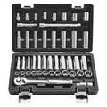 VEVOR Socket Set, 44 Pieces, 9.5 mm Drive Socket and Ratchet Set, SAE and Metric, Deep and Shallow, Mechanic Tool Kit with Accessories and Storage Case, CR-V Alloy Steel, for Automotive Repair