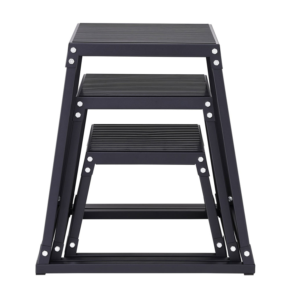 VEVOR Plyometric Jump Boxes, 12/18/24 Inch Plyo Box, Platform and Jumping Agility Box, Anti-Slip Fitness Exercise Step Up Box Set for Home Gym Training, Conditioning Strength Training, Black