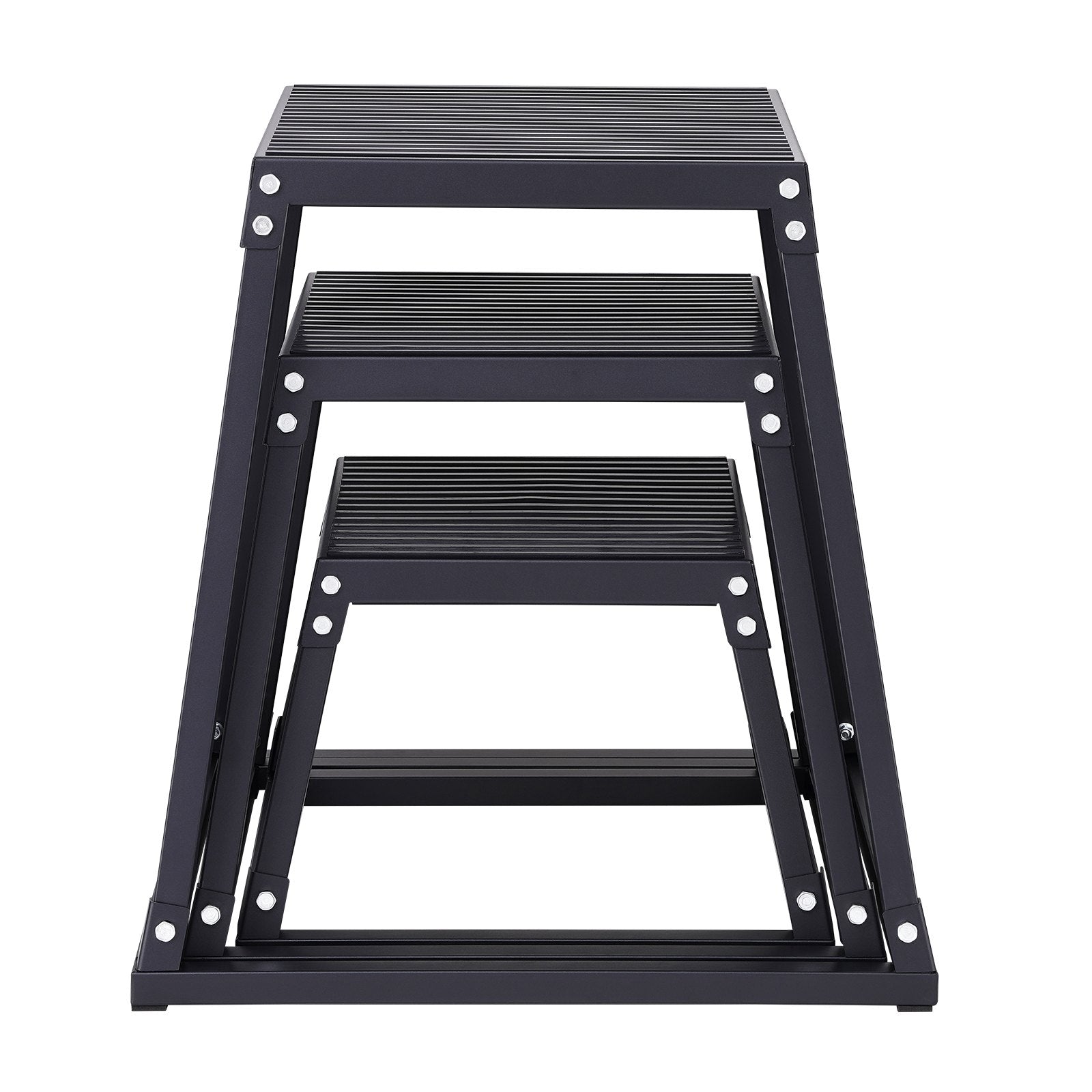 VEVOR Plyometric Jump Boxes, 12/18/24 Inch Plyo Box, Platform and Jumping Agility Box, Anti-Slip Fitness Exercise Step Up Box Set for Home Gym Training, Conditioning Strength Training, Black