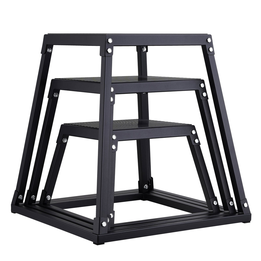 VEVOR Plyometric Jump Boxes, 12/18/24 Inch Plyo Box, Platform and Jumping Agility Box, Anti-Slip Fitness Exercise Step Up Box Set for Home Gym Training, Conditioning Strength Training, Black