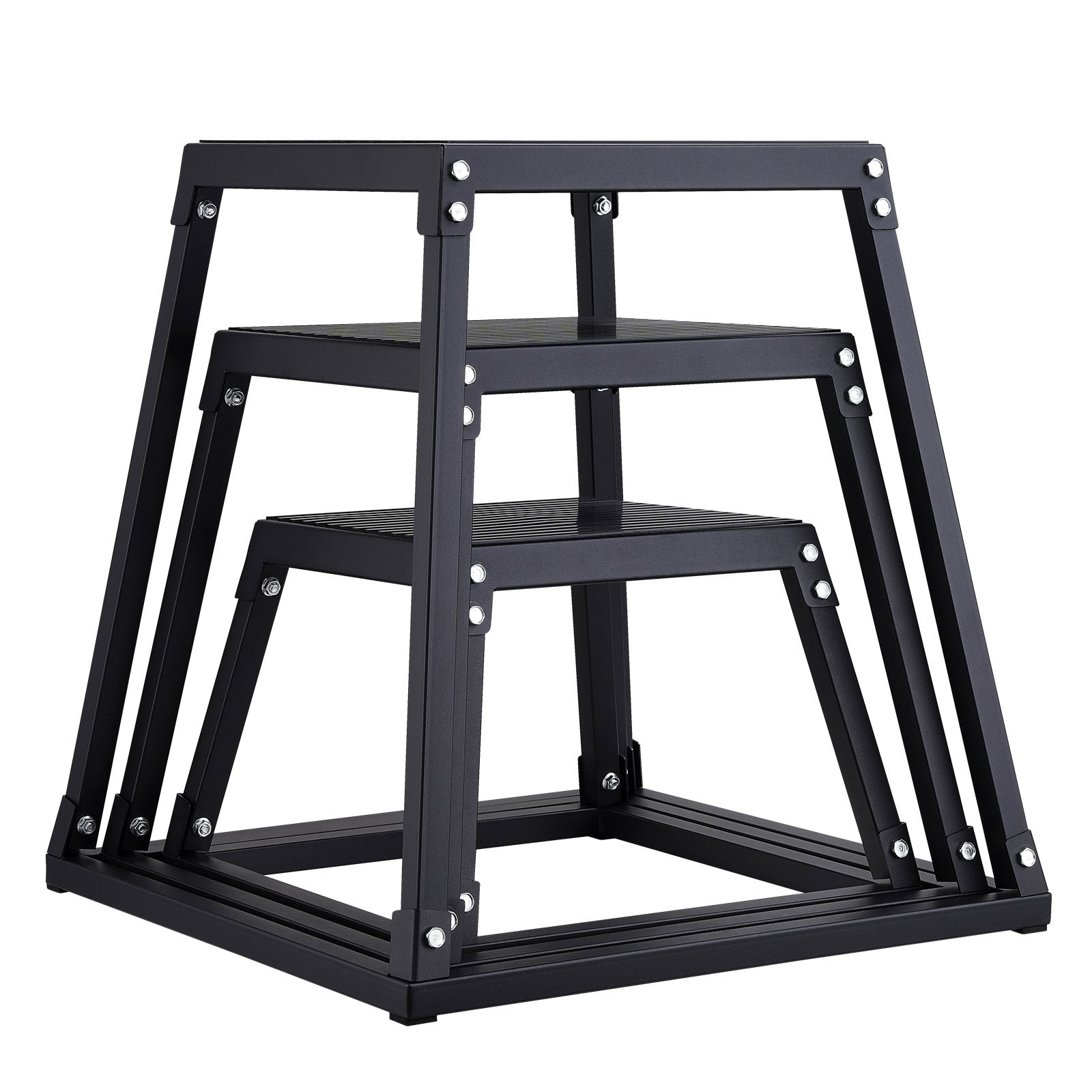 VEVOR Plyometric Jump Boxes, 12/18/24 Inch Plyo Box, Platform and Jumping Agility Box, Anti-Slip Fitness Exercise Step Up Box Set for Home Gym Training, Conditioning Strength Training, Black