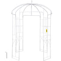 VEVOR Birdcage Shape Garden Arbor, 9\' High x 6.6\' Wide, Heavy Duty Wrought Iron Arbor, Wedding Arch Trellis for Climbing Vines in Outdoor Garden, Lawn, Backyard, Patio, White