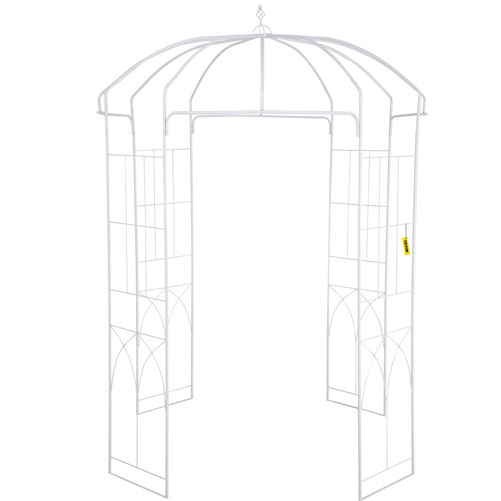 VEVOR Birdcage Shape Garden Arbor, 9\' High x 6.6\' Wide, Heavy Duty Wrought Iron Arbor, Wedding Arch Trellis for Climbing Vines in Outdoor Garden, Lawn, Backyard, Patio, White