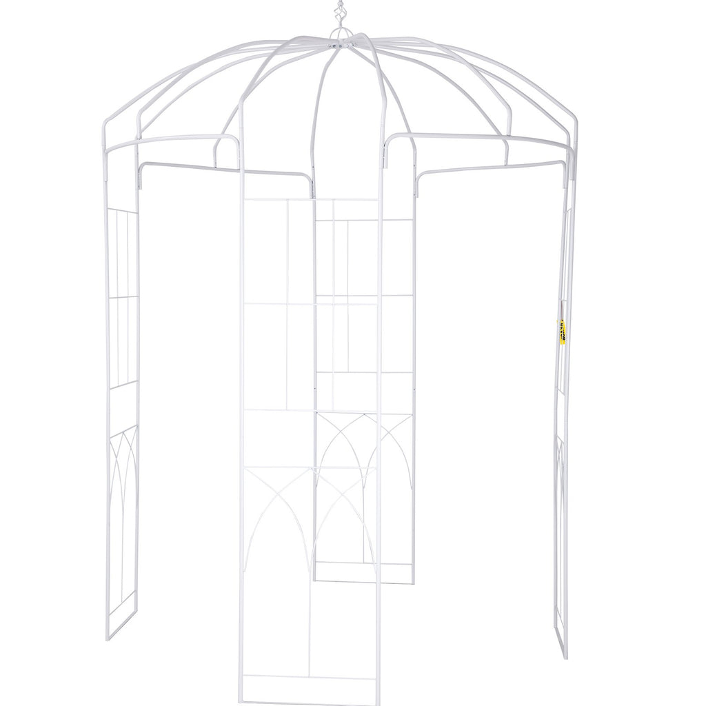 VEVOR Birdcage Shape Garden Arbor, 9\' High x 6.6\' Wide, Heavy Duty Wrought Iron Arbor, Wedding Arch Trellis for Climbing Vines in Outdoor Garden, Lawn, Backyard, Patio, White