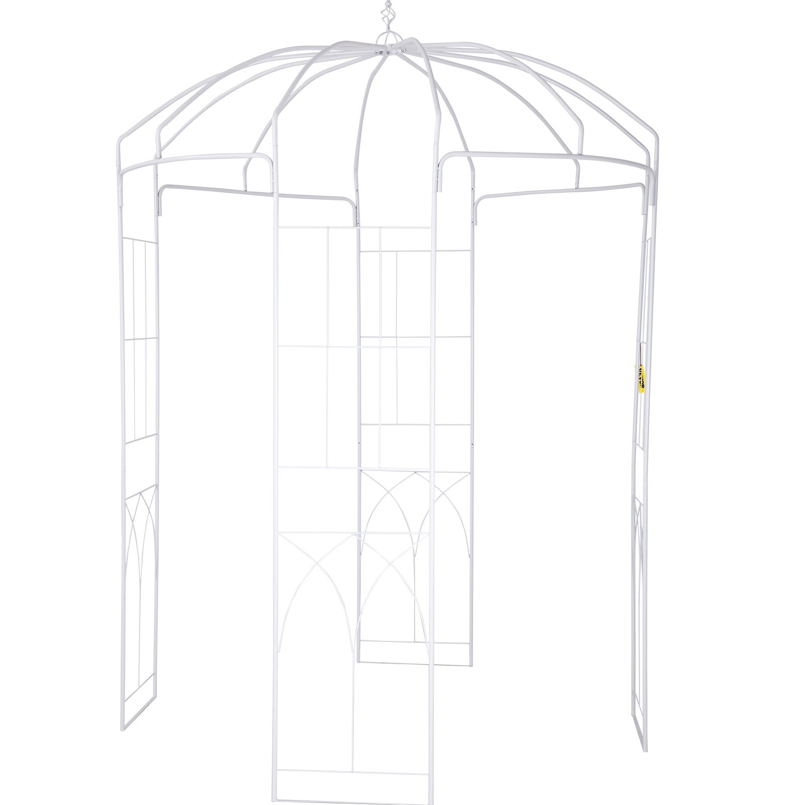 VEVOR Birdcage Shape Garden Arbor, 9\' High x 6.6\' Wide, Heavy Duty Wrought Iron Arbor, Wedding Arch Trellis for Climbing Vines in Outdoor Garden, Lawn, Backyard, Patio, White
