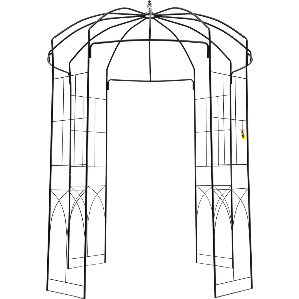 VEVOR Birdcage Shape Garden Arbor, 9\' High x 6.6\' Wide, Heavy Duty Wrought Iron Arbor, Wedding Arch Trellis for Climbing Vines in Outdoor Garden, Lawn, Backyard, Patio, Black