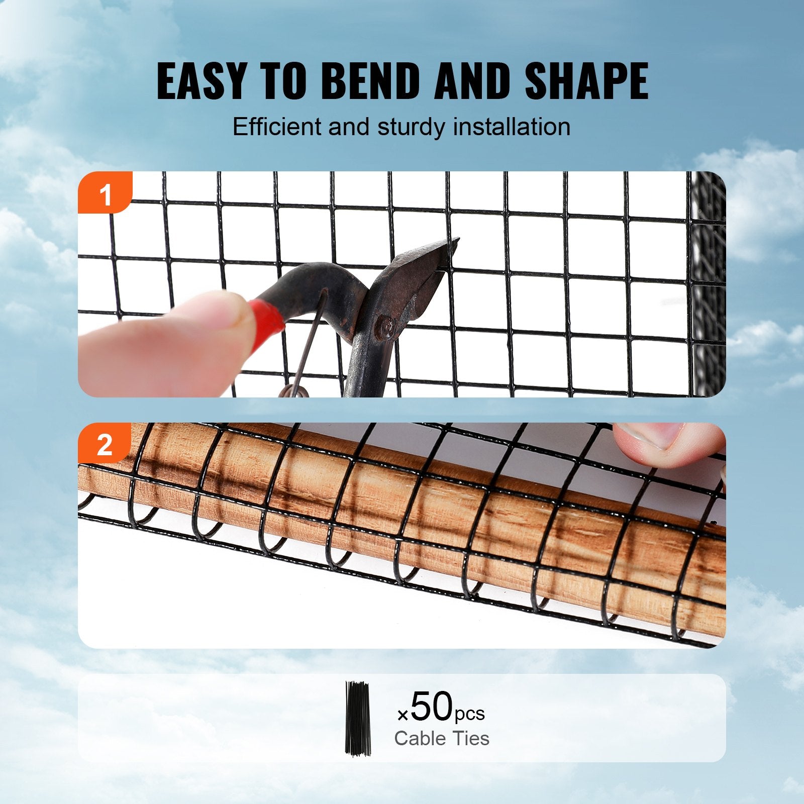 VEVOR 8in x 100ft Solar Panel Bird Guard Critter Guard Roll Kit 50pcs Tire Wires