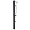 VEVOR 40L Solar Heated Shower, 205cm Showerhead Height Outdoor Shower, with Handheld & Foot Faucet, Hot & Cold Water Adjustment, Freestanding for Backyard Poolside Beach Pool, Black