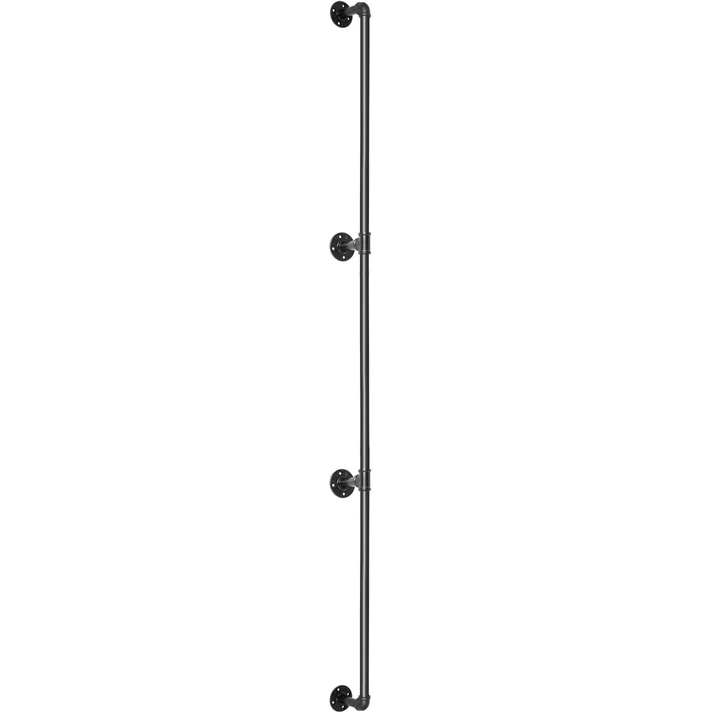 VEVOR Pipe Stair Handrail, 3m Staircase Handrail, 200KG Load Capacity Carbon Steel Pipe Handrail, Industrial Pipe Handrail with Wall Mount Support, Round Corner Wall Handrailing for Indoor, Outdoor
