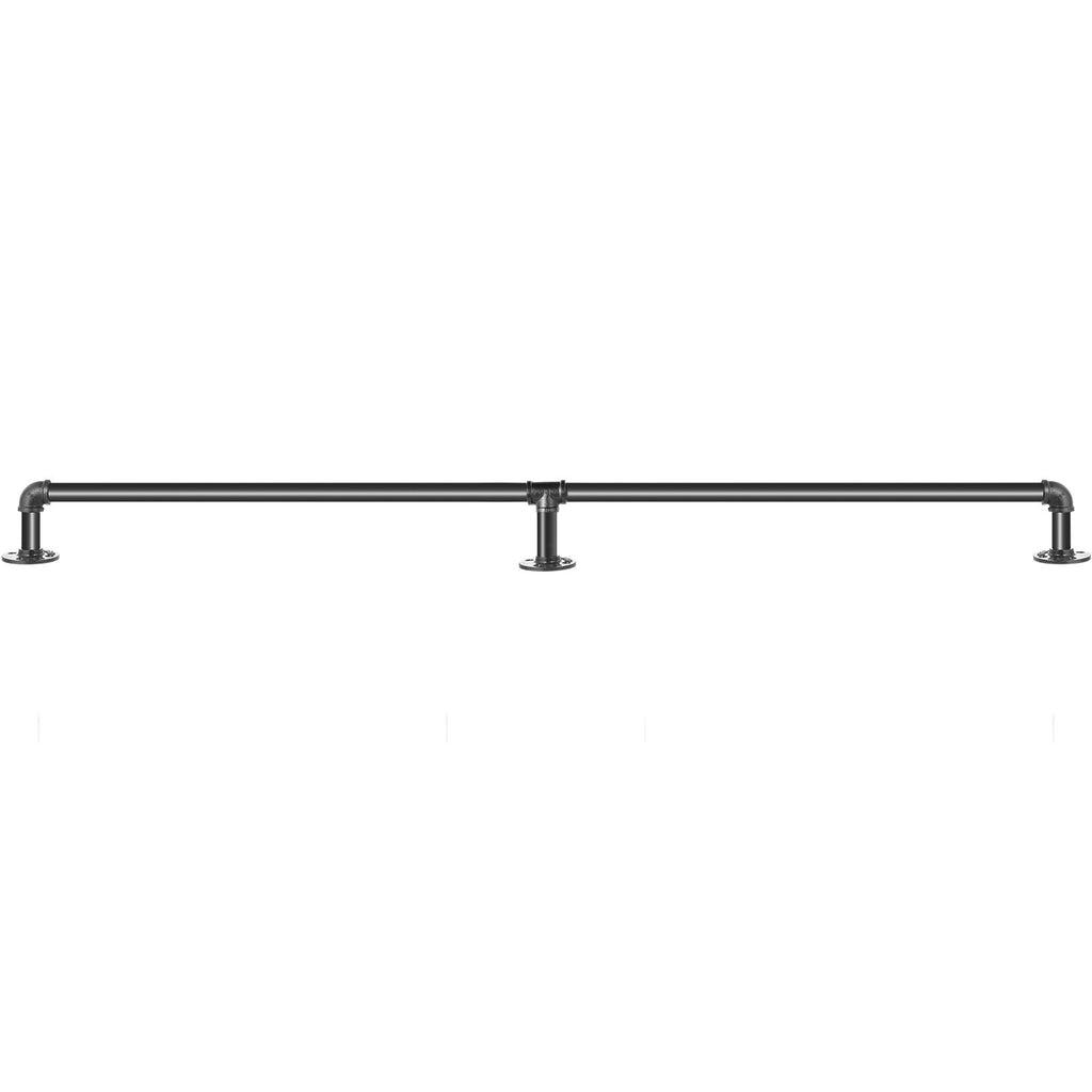 VEVOR Pipe Stair Handrail, 7FT Staircase Handrail, 440LBS Load Capacity Carbon Steel Pipe Handrail, Industrial Pipe Handrail with Wall Mount Support, Round Corner Wall Handrailings for Indoor, Outdoor