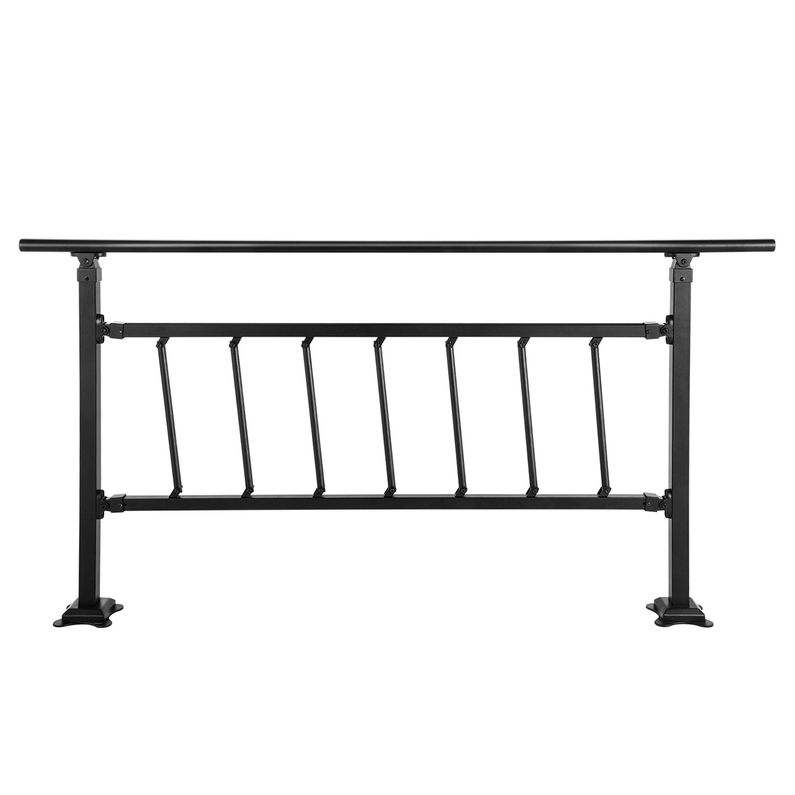 VEVOR Iron Handrail Stair Railing Hand Rail Kit 1-4 Steps Outdoor Black w/ Bars