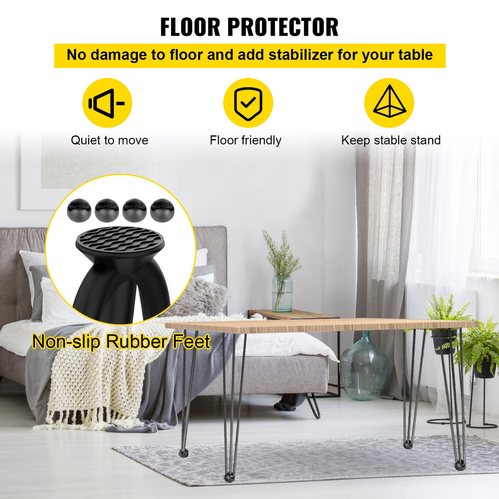 VEVOR Hairpin Table Legs 16 inch, Set of 4 DIY Desk Table Legs 3 Rods Heavy Duty