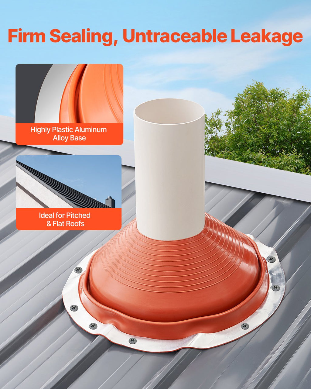 VEVOR Metal Roof Pipe Flashing Boot Fits 254-483 mm Pipe High Temp Red Silicone