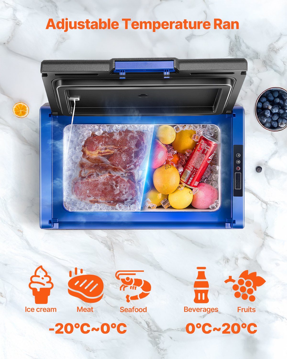 VEVOR Portable Car Refrigerator Freezer Compressor 20L Single Zone for Car Home