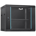 VEVOR 9U Wall Mount Network Server Cabinet, 39.37 cm Deep, Server Rack Cabinet Enclosure, 90.7 kg Max. Ground-mounted Load Capacity, with Locking Glass Door Side Panels, for IT Equipment, A/V Devices