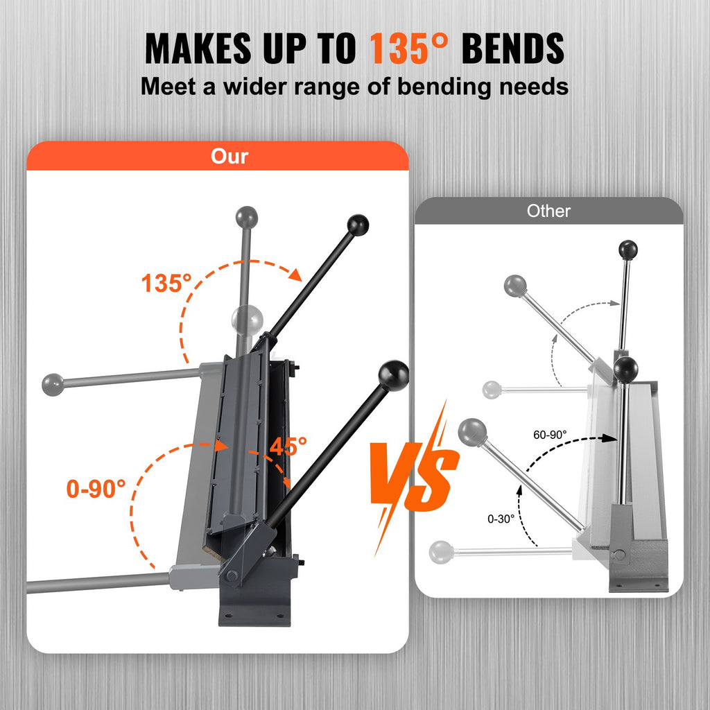 VEVOR Box and Pan Brake, 910 ± 10 mm, 0-130 Degrees Sheet Metal Bending Brake, Portable Mini Metal Bender with 20 Gauge Low Carbon Steel 14 Gauge Aluminum Capacity Power Handle, for Metal Bending