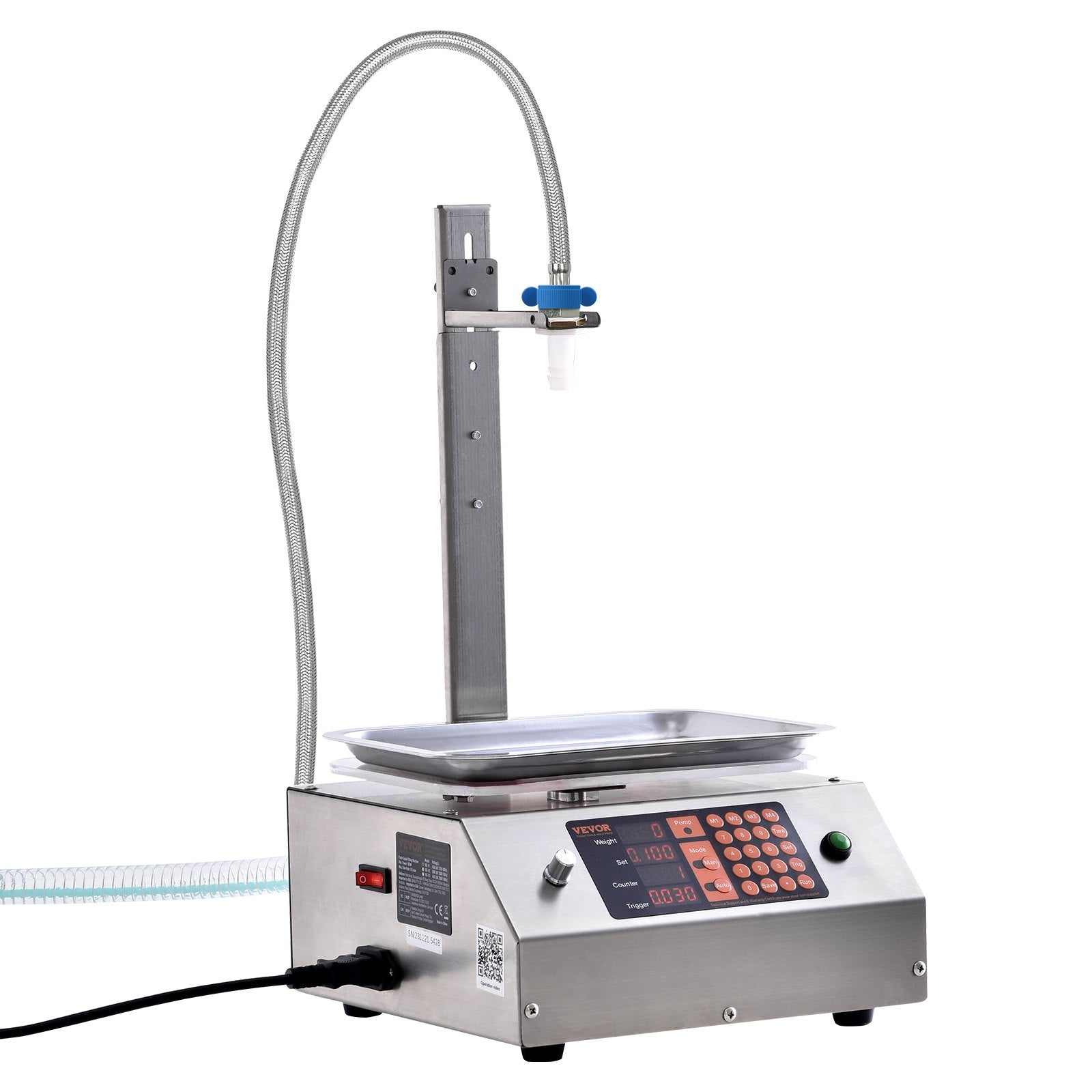 VEVOR Liquid Filling Machine, 30-15000 g Weighing Capacity, Automatic Bottle Filler Machine Bottling Machine Digital Control for Milk, Water, Oil, Wine, Beverage, Detergent, Shampoo (Single Nozzle)