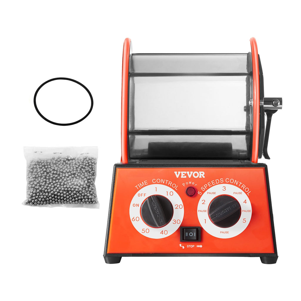 VEVOR Jewelry Polisher Tumbler, 11lbs/5kg Capacity Mini Rotary Tumbler Machine with 0-60 Minutes Timer, 5 Speeds Jewelry Rotary Finisher for Surface Polishing Grinding Buffing Gemstones Jewels Coins