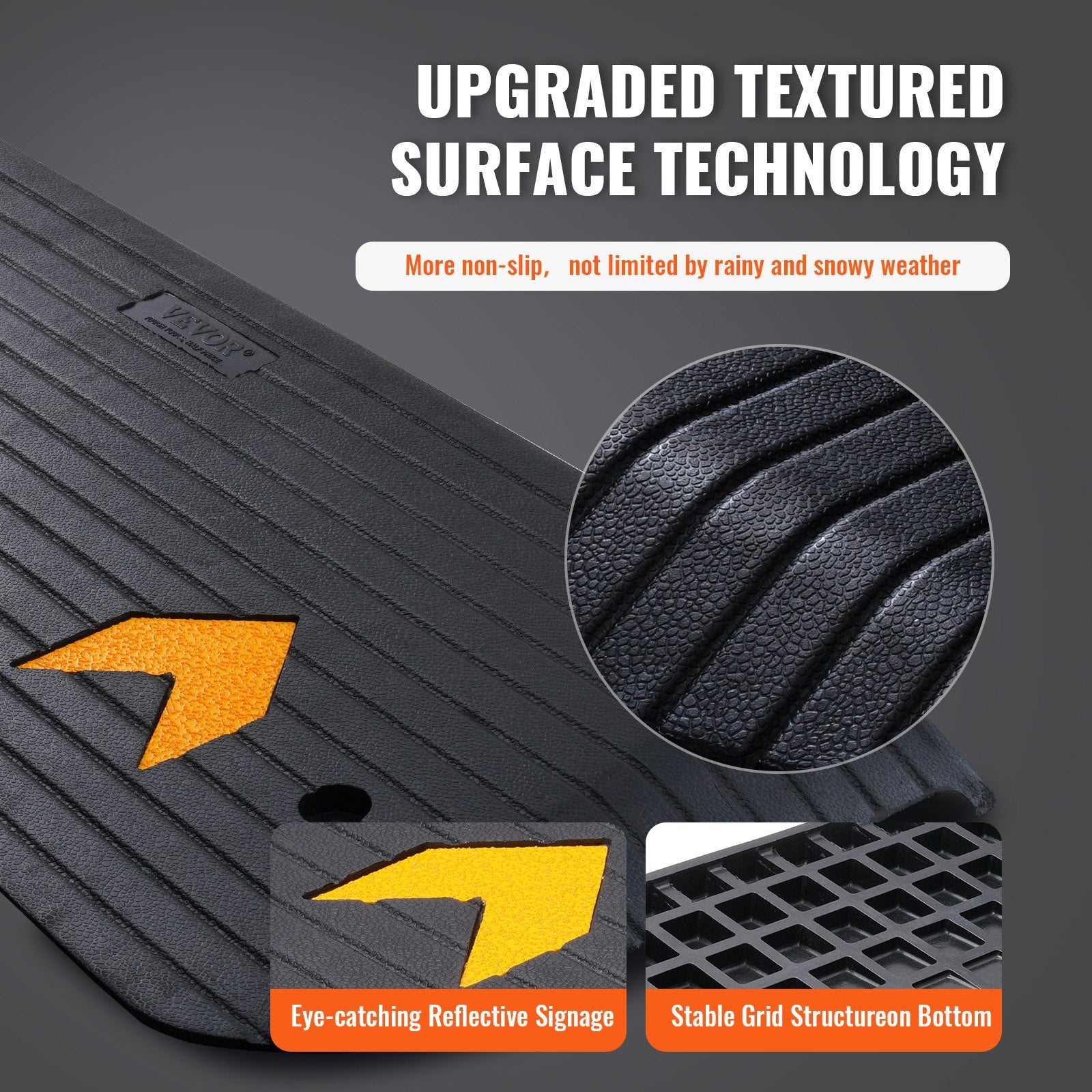 VEVOR Rubber Threshold Ramp, 5 cm Rise Threshold Ramp Doorway, Recycled Rubber Power Threshold Ramp Rated 15 tons Load Capacity, Non-Slip Surface Rubber Solid Threshold Ramp for Wheelchair and Scooter