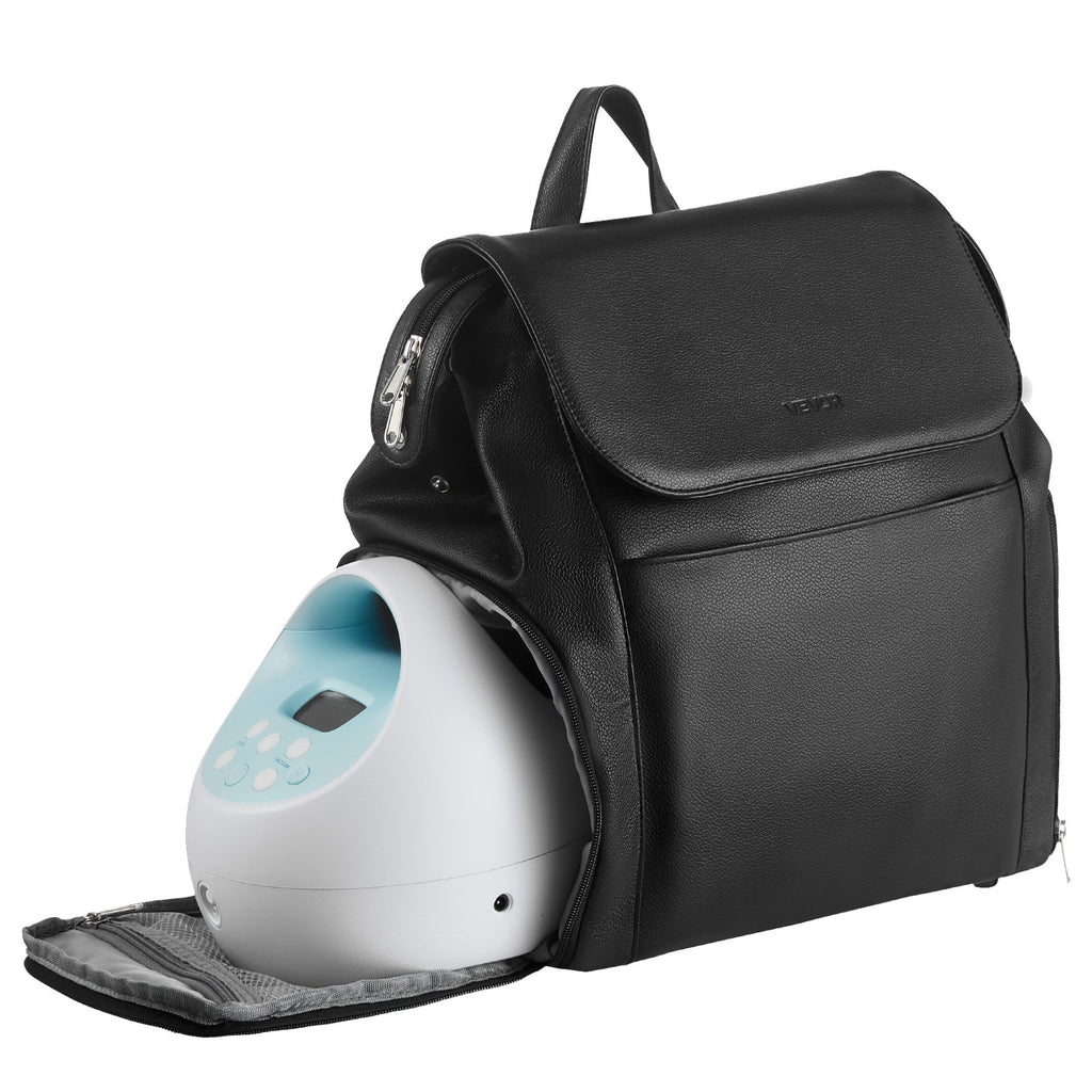 VEVOR Breast Pump Backpack, Breast Feeding Bag with Ice Pack, Fits for S1/S2, Pumping Accessories & Breastmilk Storage, Portable Pump Carrying Case for Work, Travel and Family Use, Black