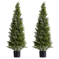 VEVOR Artificial Topiary Cedar Trees, 2 Set 1219mm Faux Pine Shrubs Plants, Fake Silk Tree Look Real, Easy Assembly for Decor Front Porch Outdoor Patio Garden Balcony Backyard Indoor Office