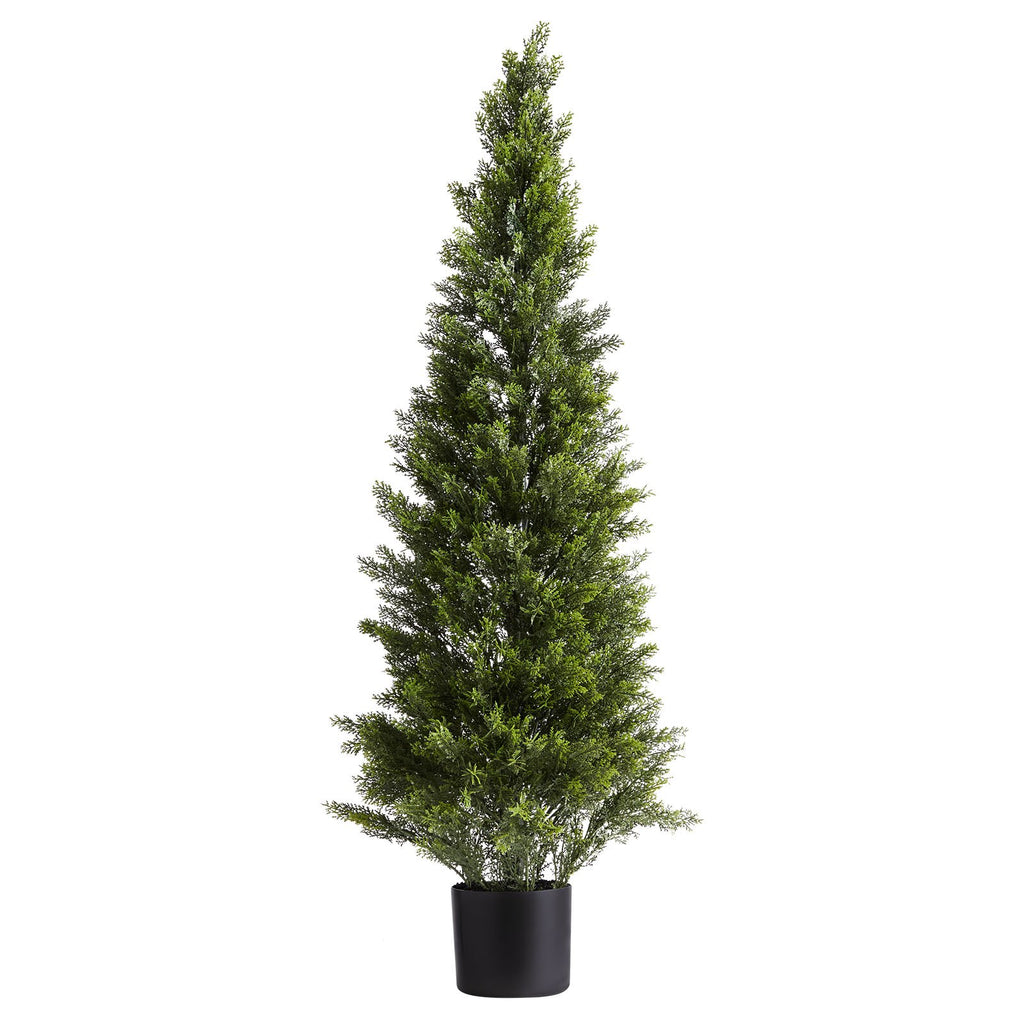 VEVOR Artificial Topiary Cedar Trees, 2 Set 1219mm Faux Pine Shrubs Plants, Fake Silk Tree Look Real, Easy Assembly for Decor Front Porch Outdoor Patio Garden Balcony Backyard Indoor Office