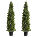 VEVOR Artificial Topiary Cedar Trees, 2 Set 1524mm Faux Pine Shrubs Plants, Fake Silk Tree Look Real, Easy Assembly for Decor Front Porch Outdoor Patio Garden Balcony Backyard Indoor Office