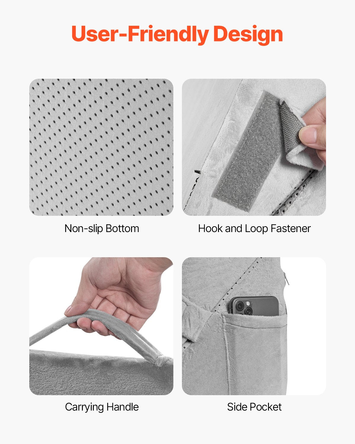 VEVOR Bed Wedge Pillow for Sleeping, 3 Pcs Adjustable Orthopedic Bed Wedge Set, with Washable Cover & Foam Support, Post Surgery Pillow for Acid Reflux, Back Pain, Snoring Relief & GERD, Dark Grey